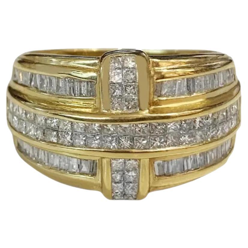 Sparkle Men's 14k Yellow Gold Ring with 2.75ct Diamonds For Sale