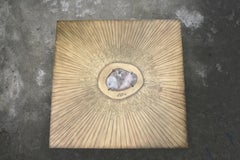 Sparkle Square Coffee Table by Belgali Acid Etched Brass and Agate Slice