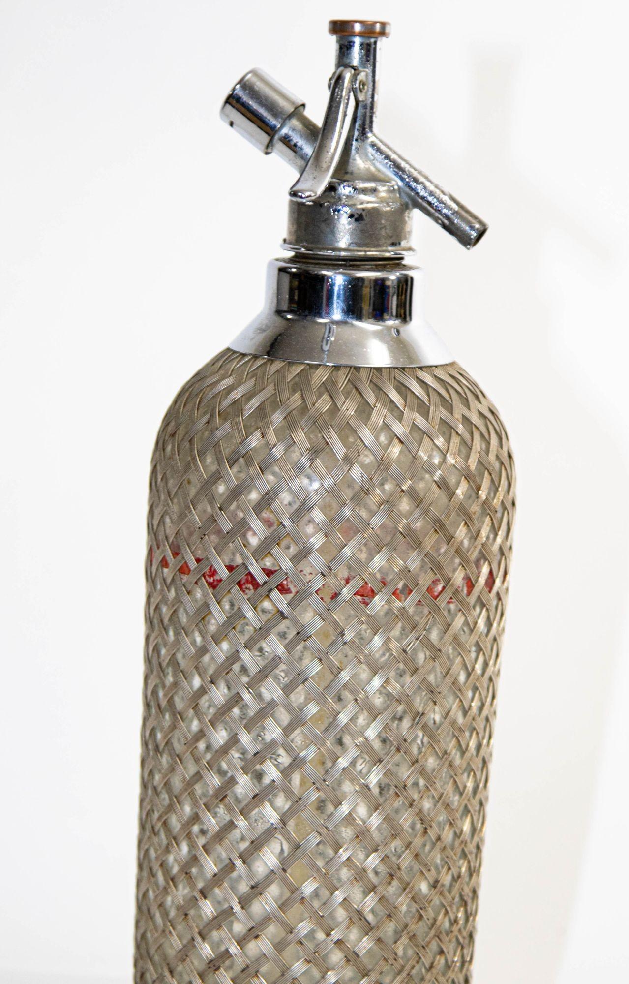 Sparklest Makers London Sifón inglés de metal gris y cristal, 1930 mediados del siglo XX en venta