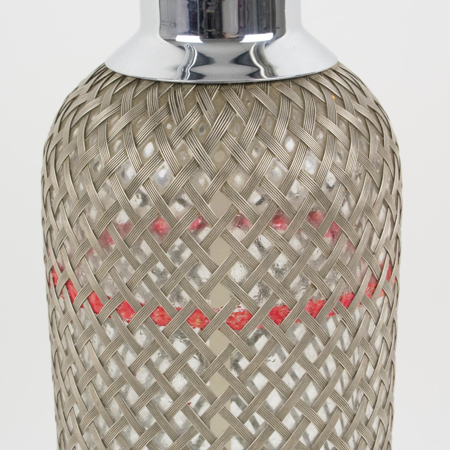 20th Century English Soda Siphon Seltzer Glass Wire Mesh Bottle
