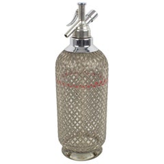 English Soda Siphon Seltzer Glass Wire Mesh Bottle