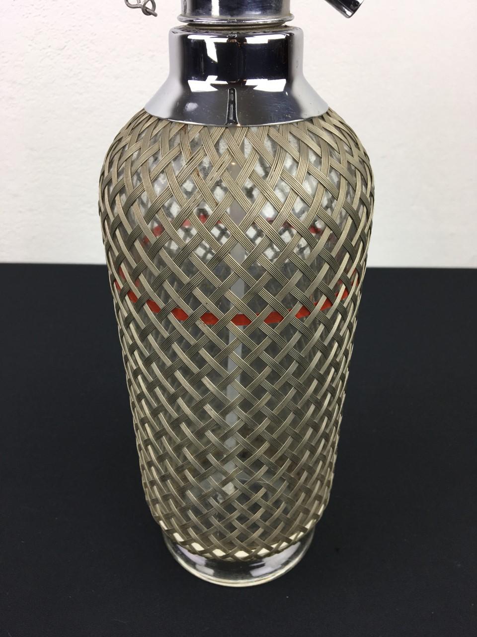 Metal Sparklets London Glass Soda Syphon Siphon Botlle Wire Mesh