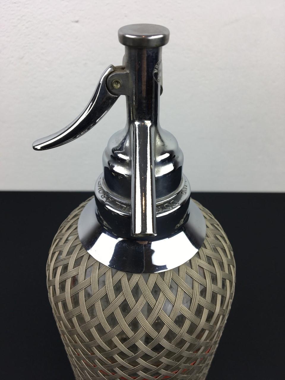 Sparklets London Glass Soda Syphon Siphon Botlle Wire Mesh 1
