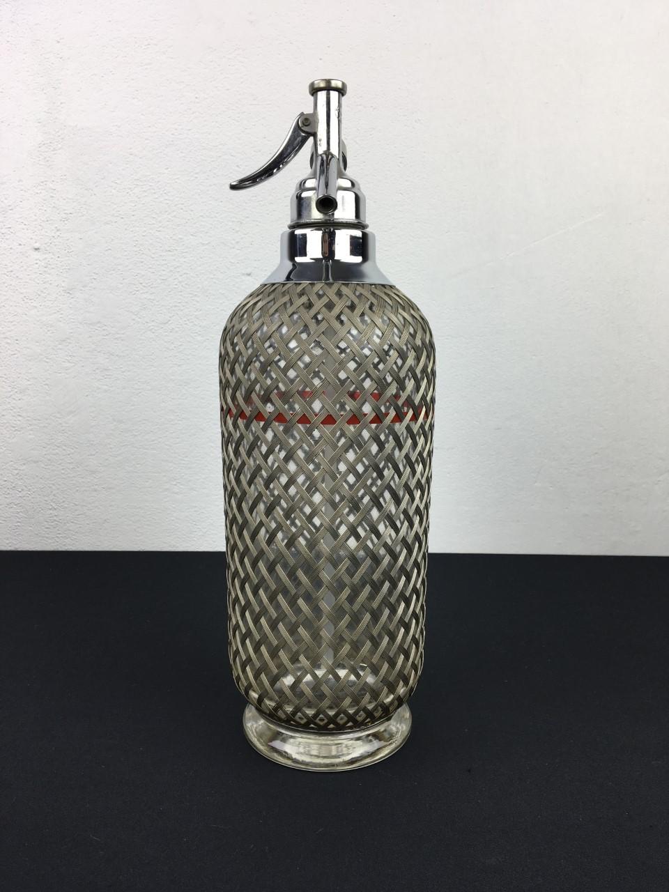 Sparklets London Glass Soda Syphon Siphon Botlle Wire Mesh 2