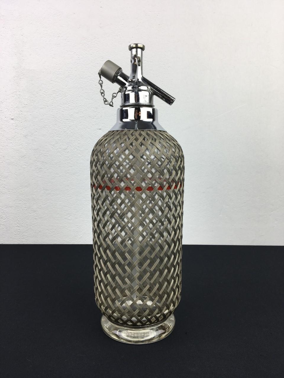 Sparklets London Glass Soda Syphon Siphon Botlle Wire Mesh In Good Condition In Retie, BE