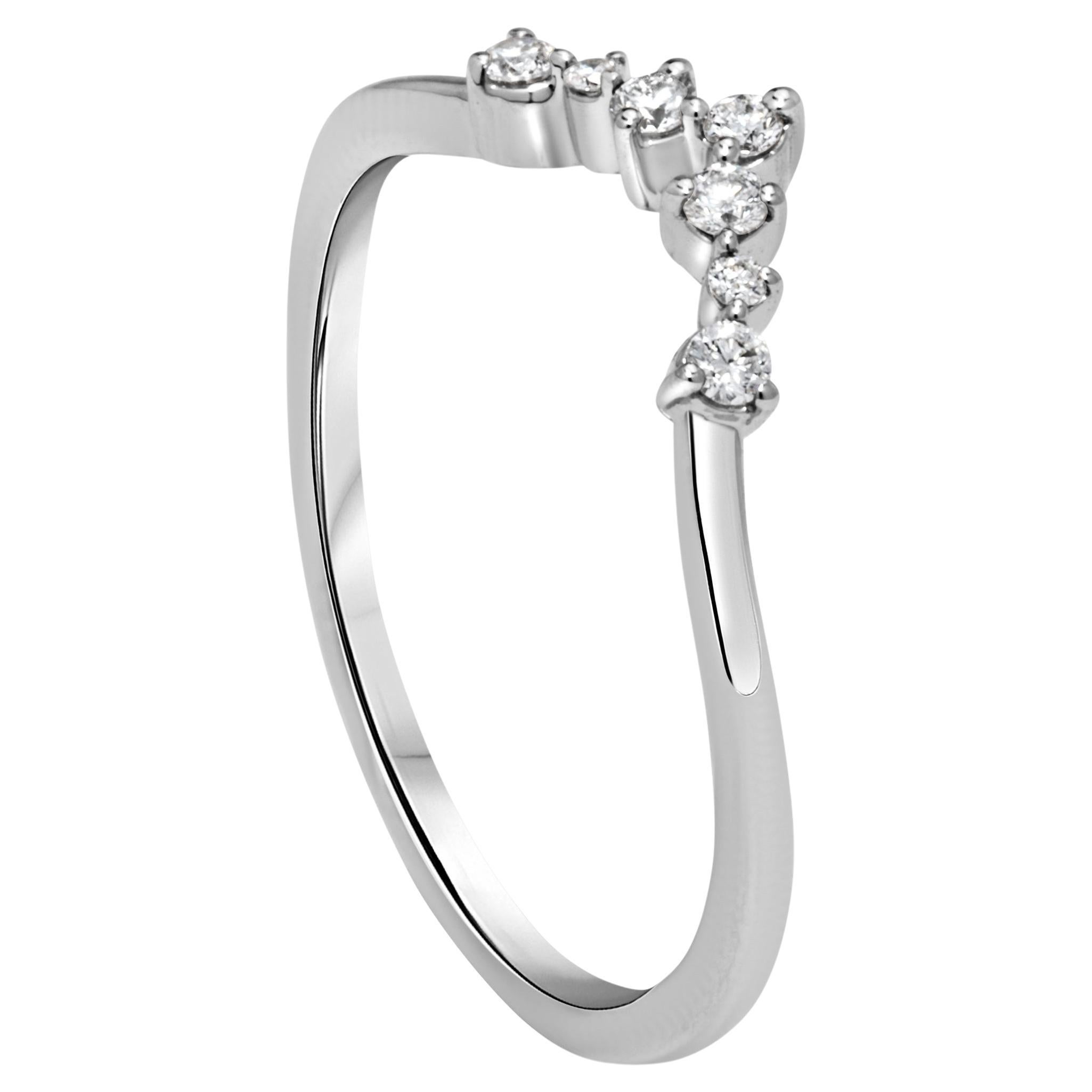 Sparkling 0.11 Carat F-G, SI Round Diamond Ring in 14K White Gold