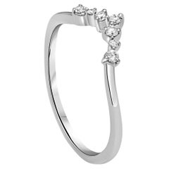 Brillante Anillo de Diamantes Redondos F-G, SI de 0,11 Quilates en Oro Blanco de 14 K
