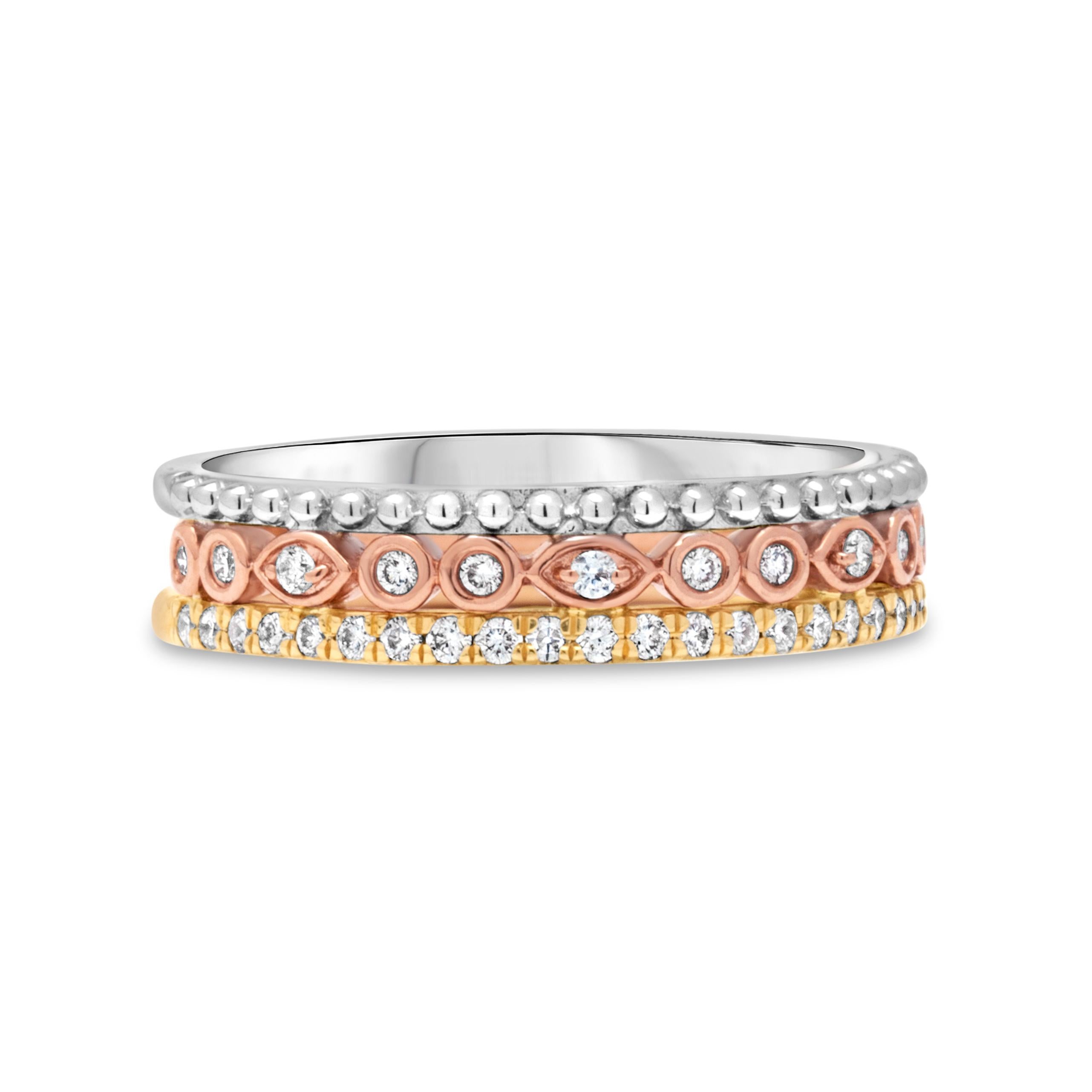Sparkling 0,23 Karat F-G, SI runder Diamantring in 14k Weiß-/Rose/Gelbgold (Zeitgenössisch) im Angebot