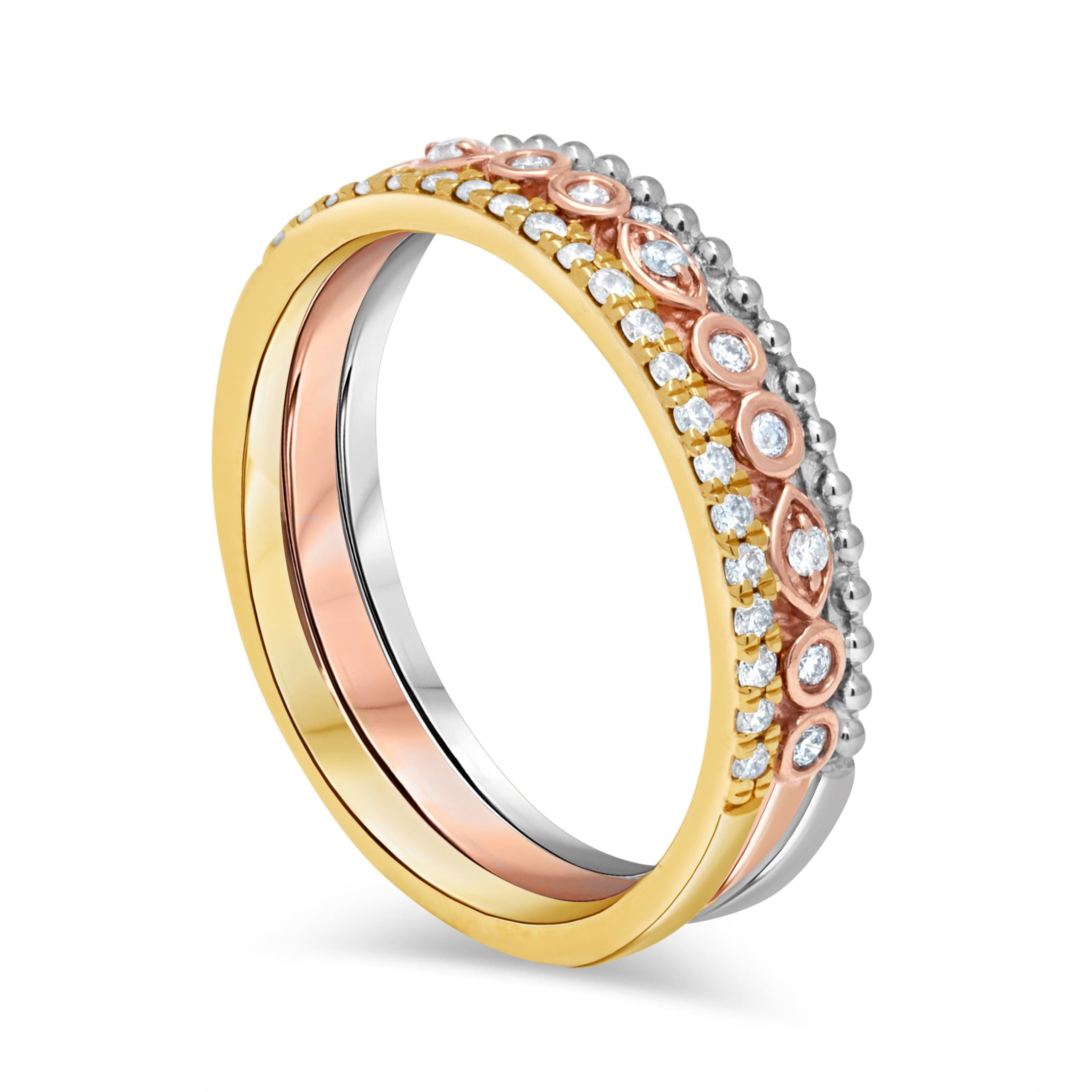 Sparkling 0,23 Karat F-G, SI runder Diamantring in 14k Weiß-/Rose/Gelbgold (Rundschliff) im Angebot