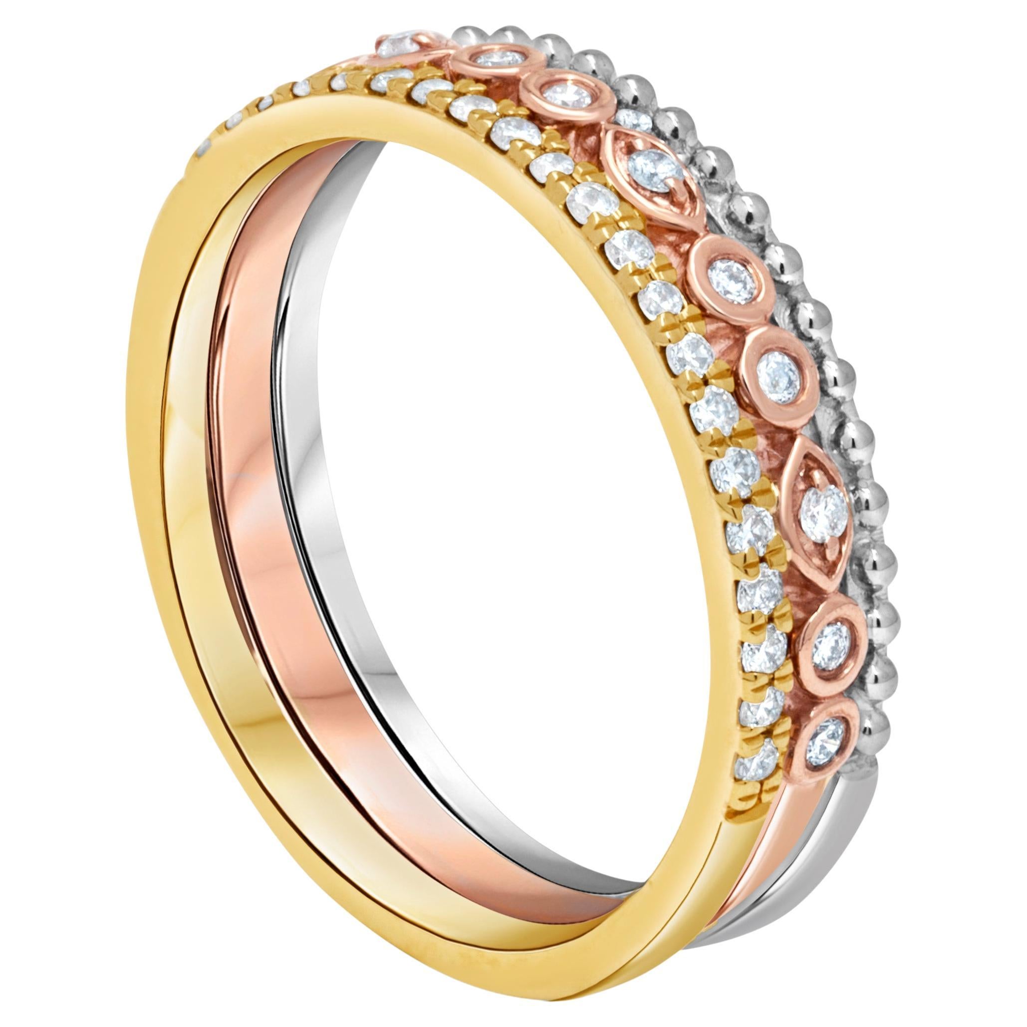 Sparkling 0.23 Carat F-G, SI Round Diamond Ring in 14k White/Rose/Yellow Gold