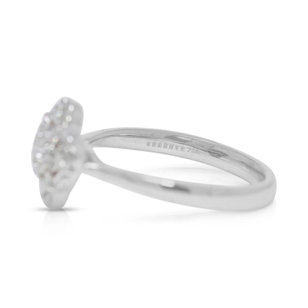 Whiting, diamante naturale da 0,28 ct. con quadrifoglio, oro bianco 18 carati In condizioni ottime in vendita a רמת גן, IL