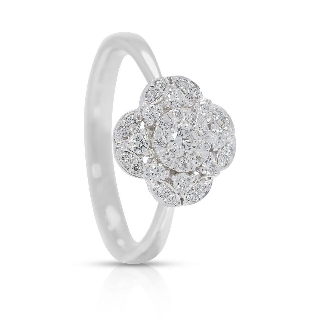 da uomo o donna Whiting, diamante naturale da 0,28 ct. con quadrifoglio, oro bianco 18 carati in vendita