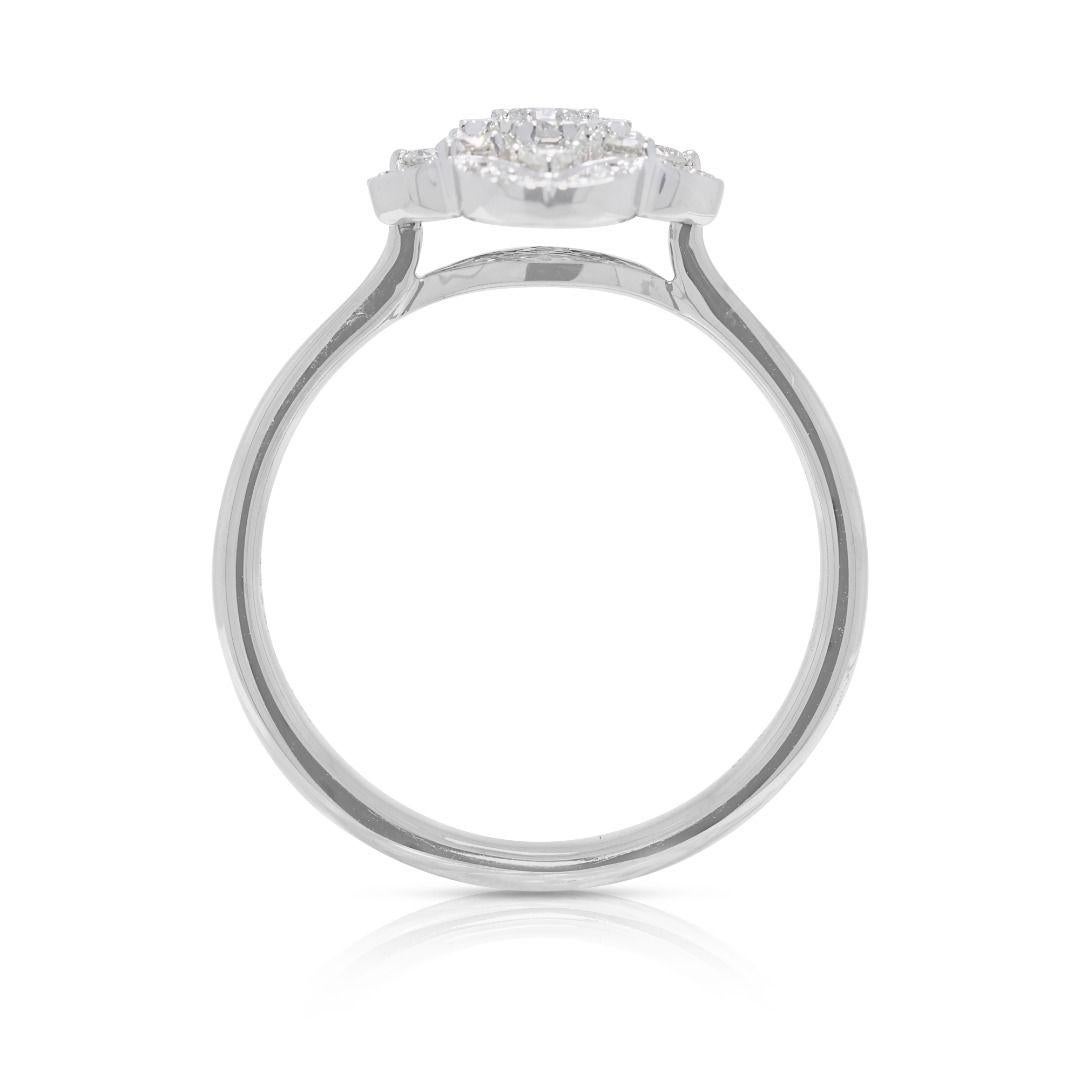 Whiting, diamante naturale da 0,28 ct. con quadrifoglio, oro bianco 18 carati in vendita 2