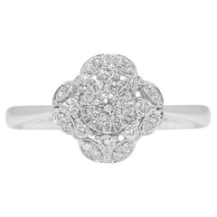 Sparkling 0.28ct Natural Diamond Four-Leaf Clover Cluster 18K White Gold