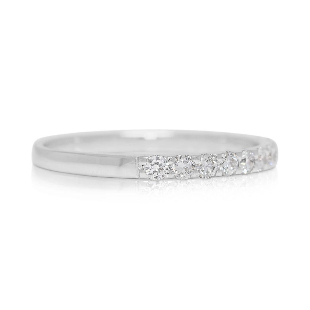 Taglio rotondo Sparkling 0.37ct Natural Diamond Half Eternity 18K White Gold Ring in vendita