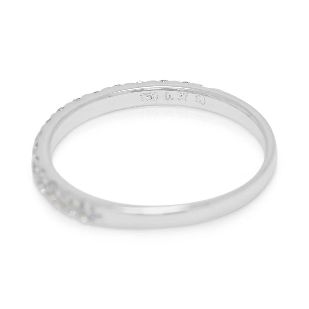 Sparkling 0.37ct Natural Diamond Half Eternity 18K White Gold Ring In condizioni ottime in vendita a רמת גן, IL