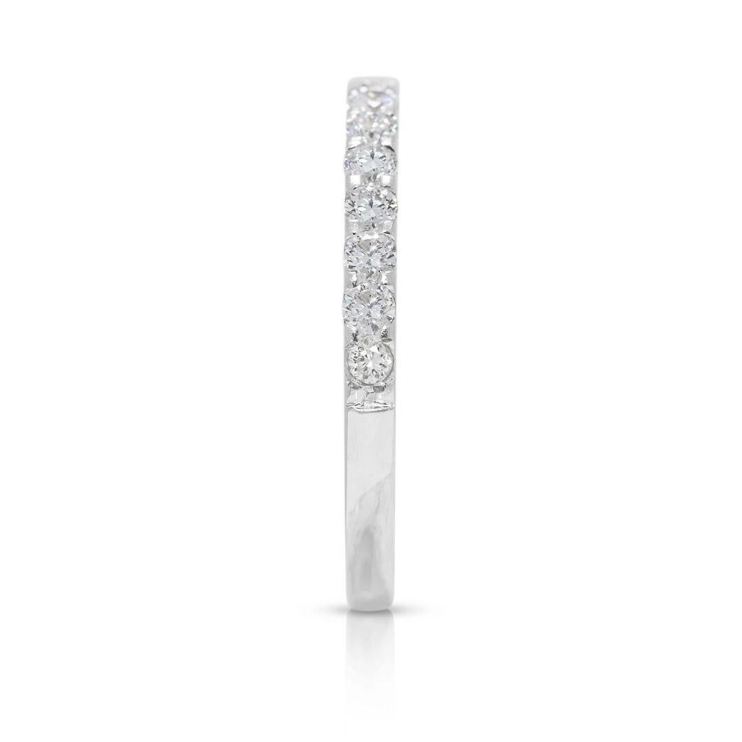Sparkling 0.37ct Natural Diamond Half Eternity 18K White Gold Ring in vendita 1