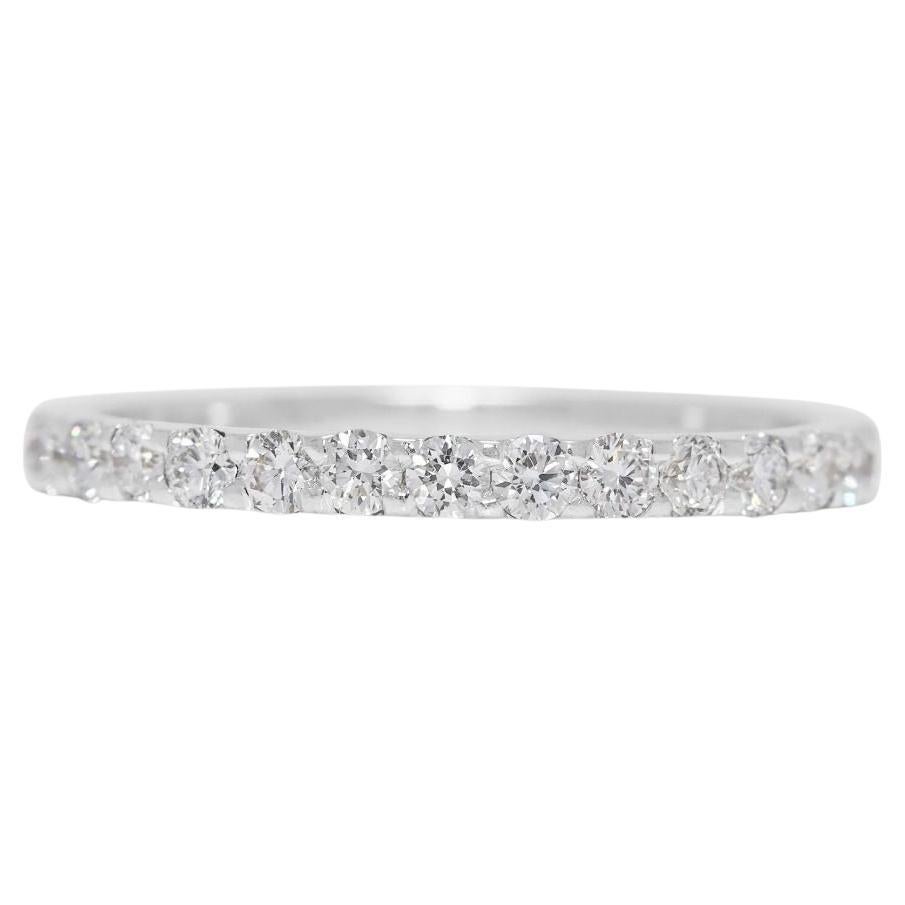 Sparkling 0.37ct Natural Diamond Half Eternity 18K White Gold Ring