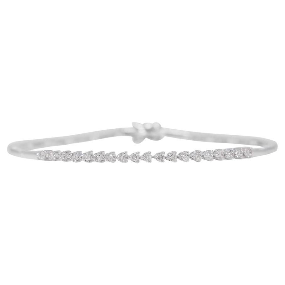 Sparkling 0.38ct Natural Diamond 18K White Gold Bracelet