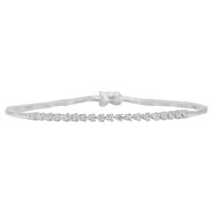 Sparkling 0.38ct Natural Diamond 18K White Gold Bracelet