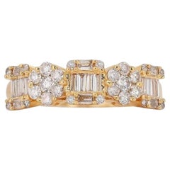 Sparkling 0.40ct Round and Taper Cut Diamond Ring in 9K Yellow Gold