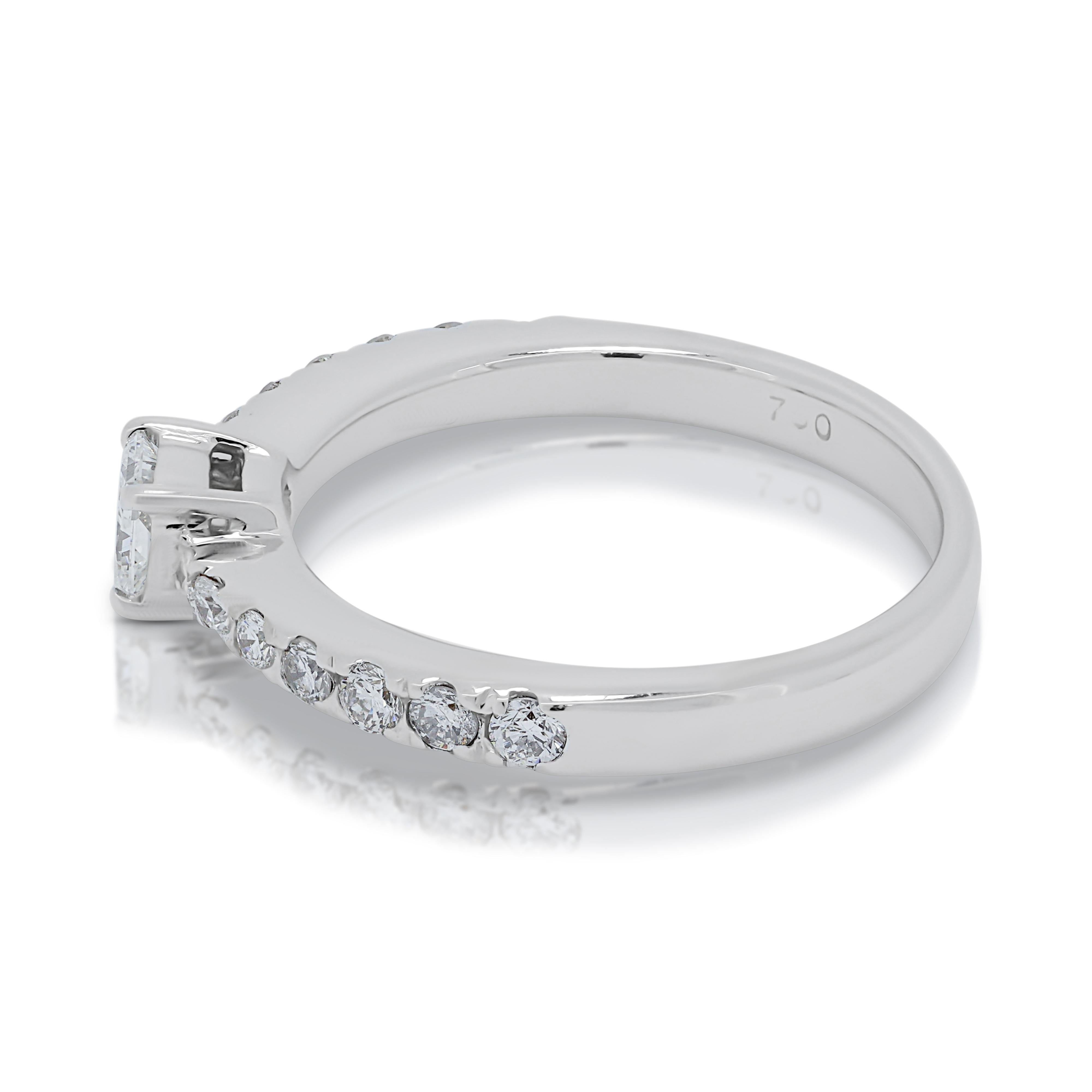 Women's Sparkling 0.42ct Diamonds Pave Ring in 18K White Gold For Sale