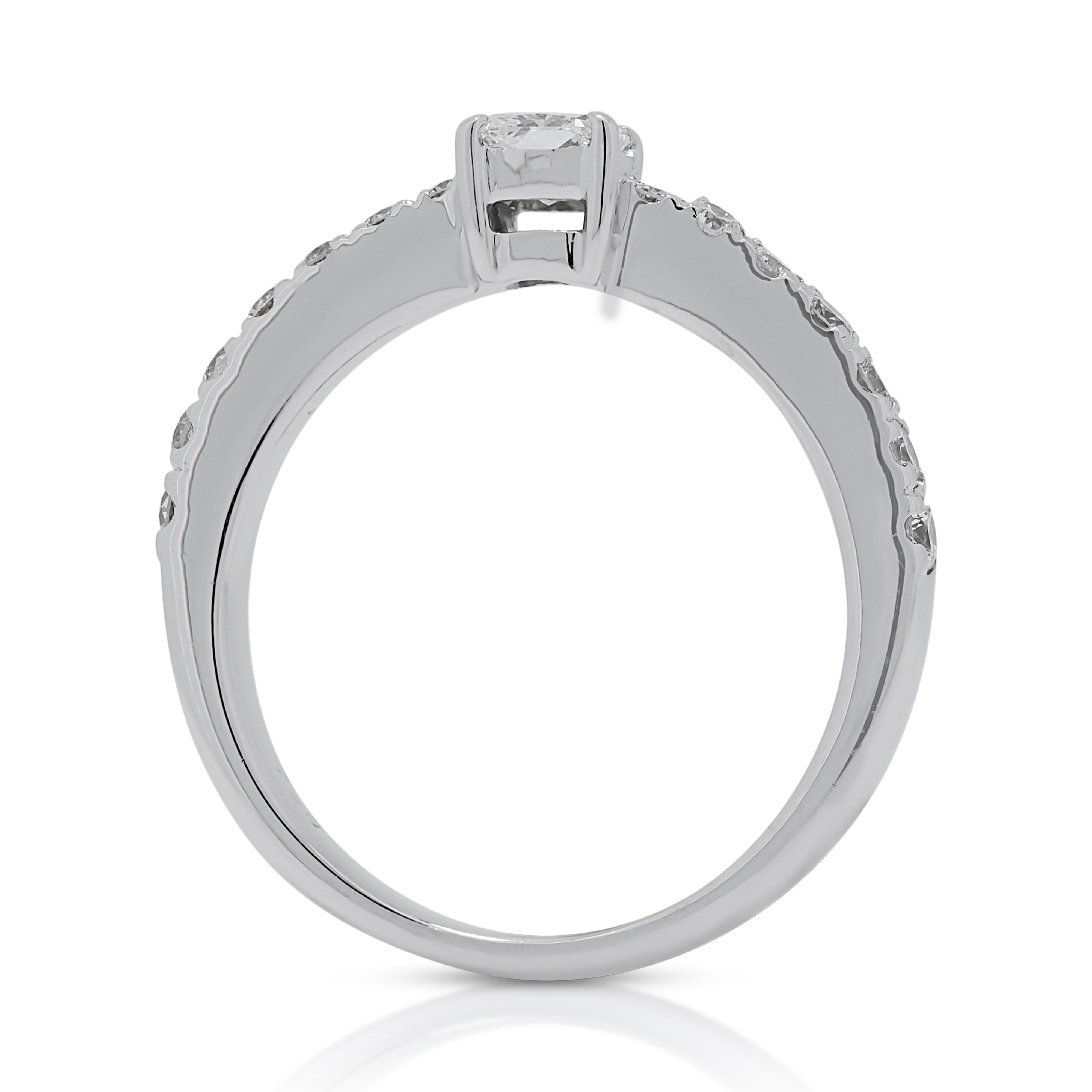 Sparkling 0.42ct Diamonds Pave Ring in 18K White Gold For Sale 2