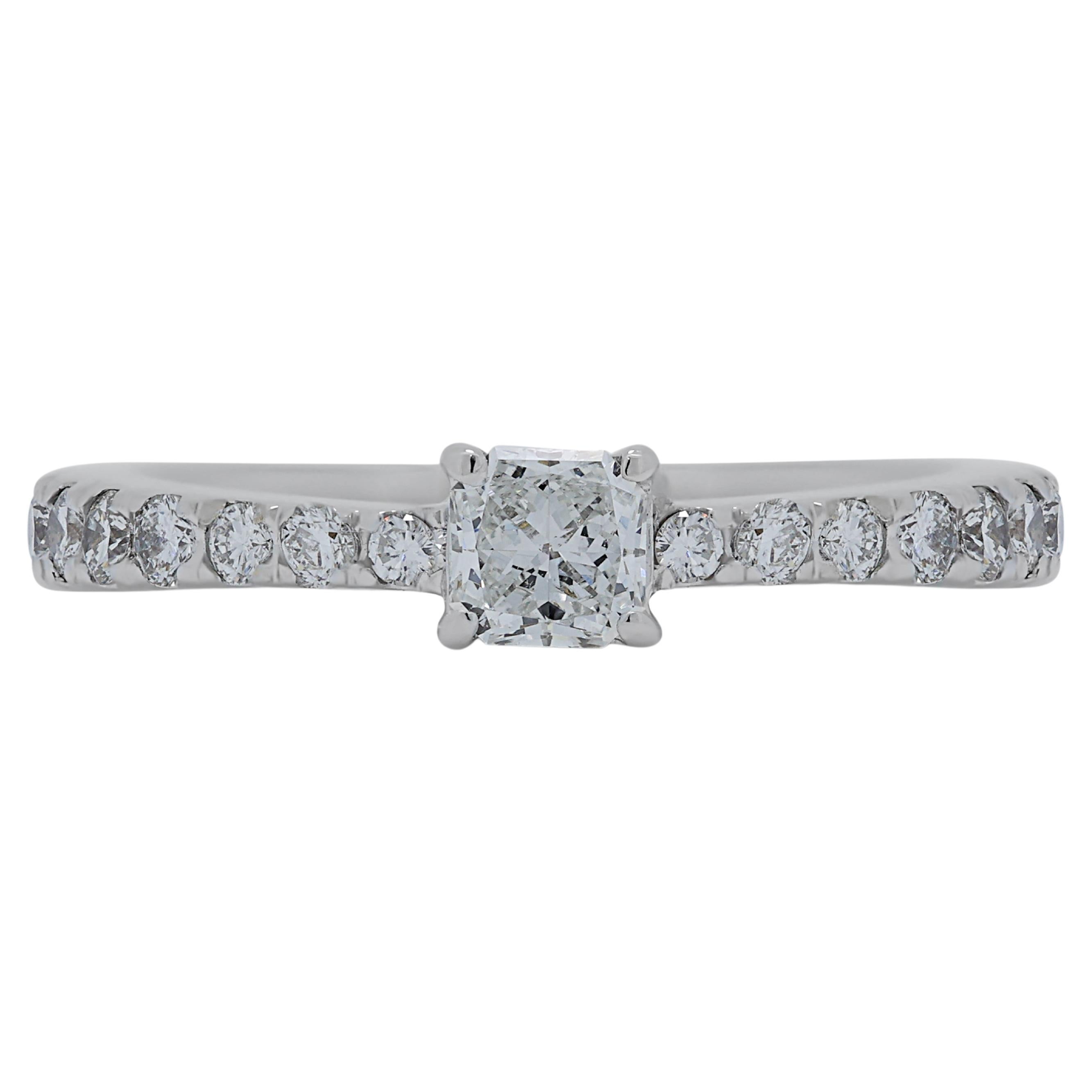 Sparkling 0.42ct Diamonds Pave Ring in 18K White Gold