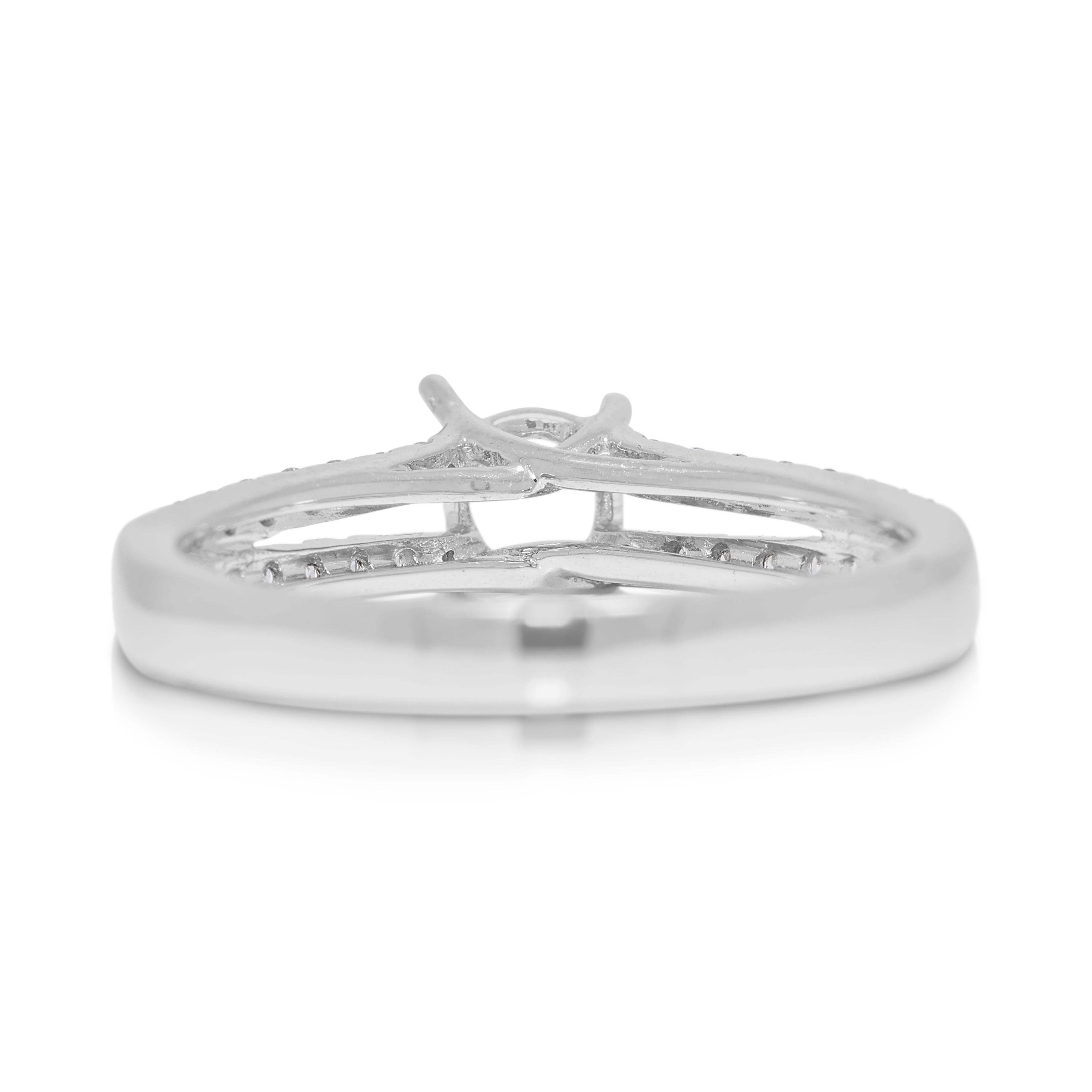 Women's Sparkling 0.50ct Natural Diamond Pave Ring Setting in 18K White Gold For Sale