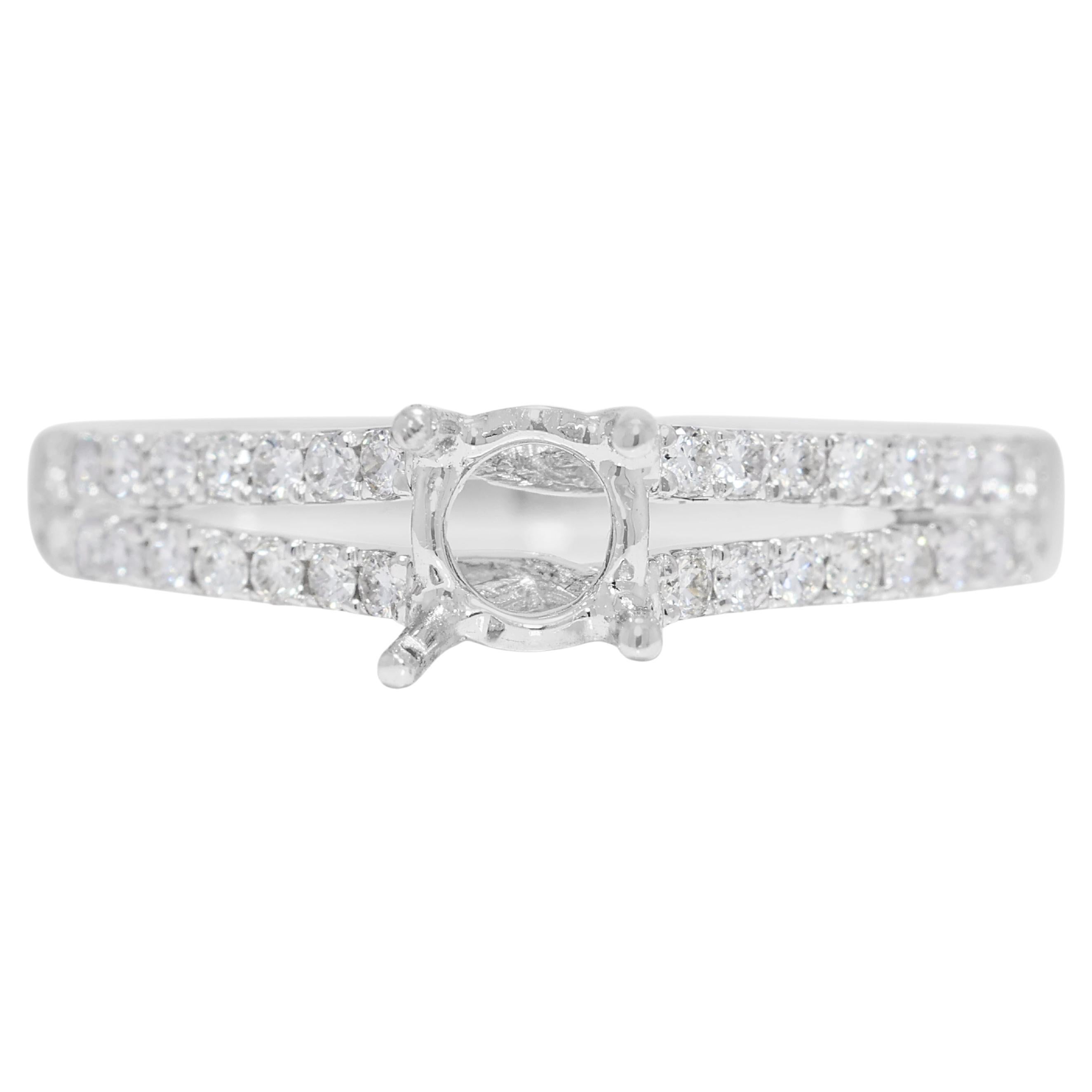 Sparkling 0.50ct Natural Diamond Pave Ring Setting in 18K White Gold