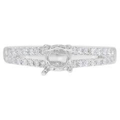 Sparkling 0.50ct Natural Diamond Pave Ring Setting in 18K White Gold