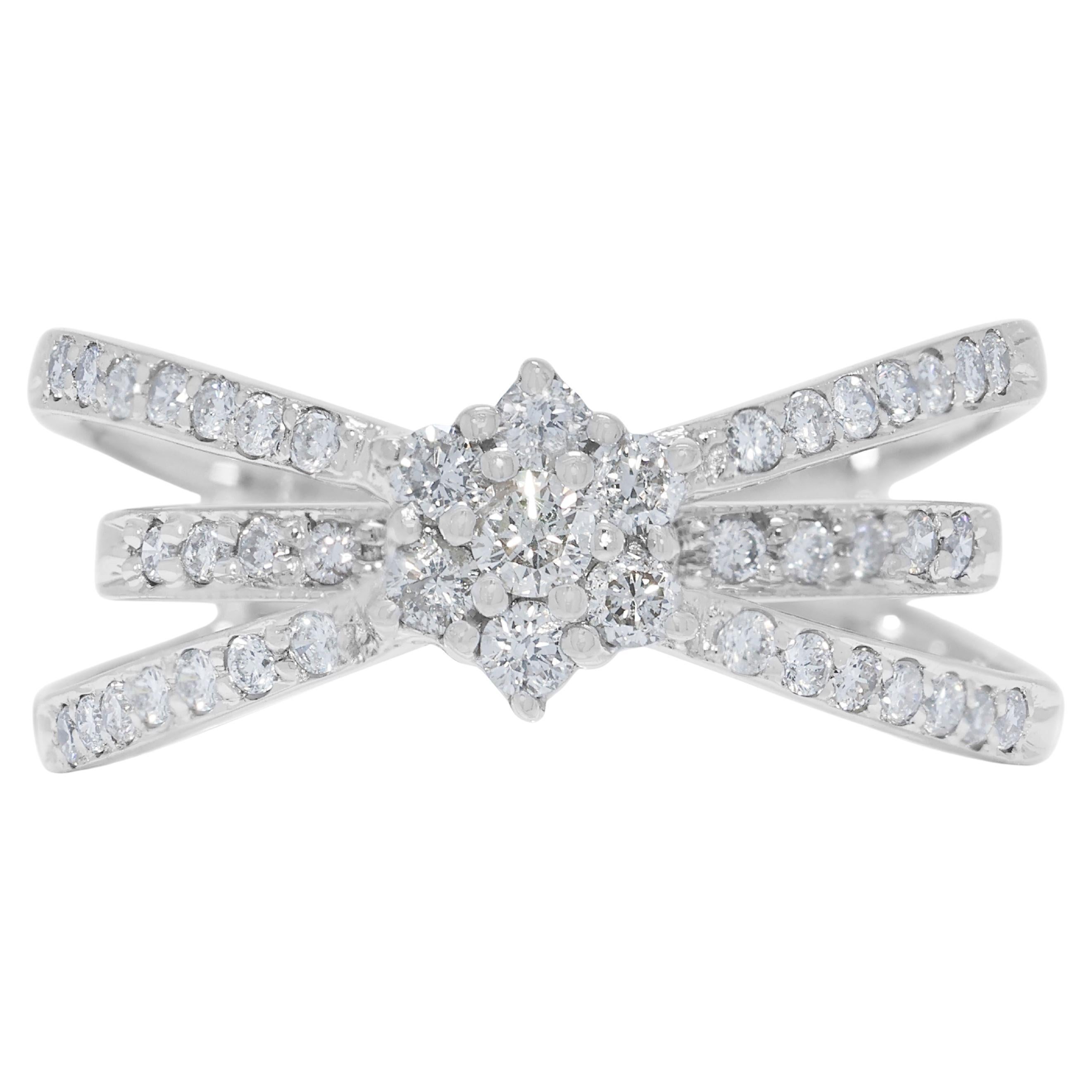 Sparkling 0.57ct Cluster Diamond Ring in 18K White Gold