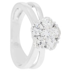 Bague en or blanc 18 carats avec grappe florale de diamants naturels de 0,60 carats Whiting