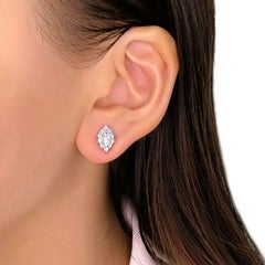 Sparkling 0.62ct Natural Diamond Halo Stud Earrings in 18K White Gold