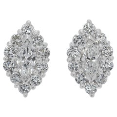 Sparkling 0.62ct Natural Diamond Halo Stud Earrings in 18K White Gold