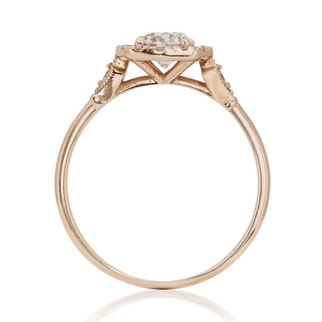 Sparkling 0.63ct Pave Diamond Ring set in 14K Rose Gold In New Condition For Sale In רמת גן, IL