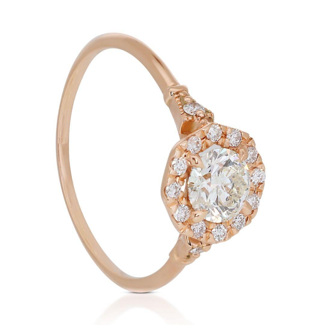 Sparkling 0.63ct Pave Diamond Ring set in 14K Rose Gold For Sale 1