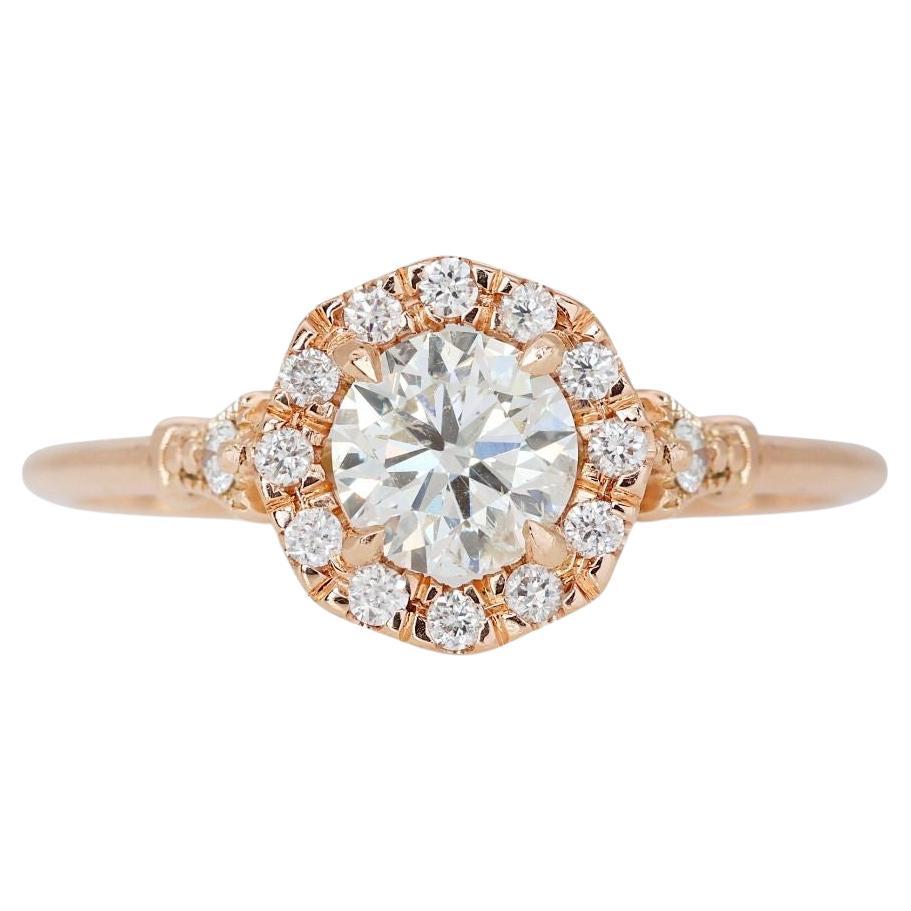 Sparkling 0.63ct Pave Diamond Ring set in 14K Rose Gold For Sale