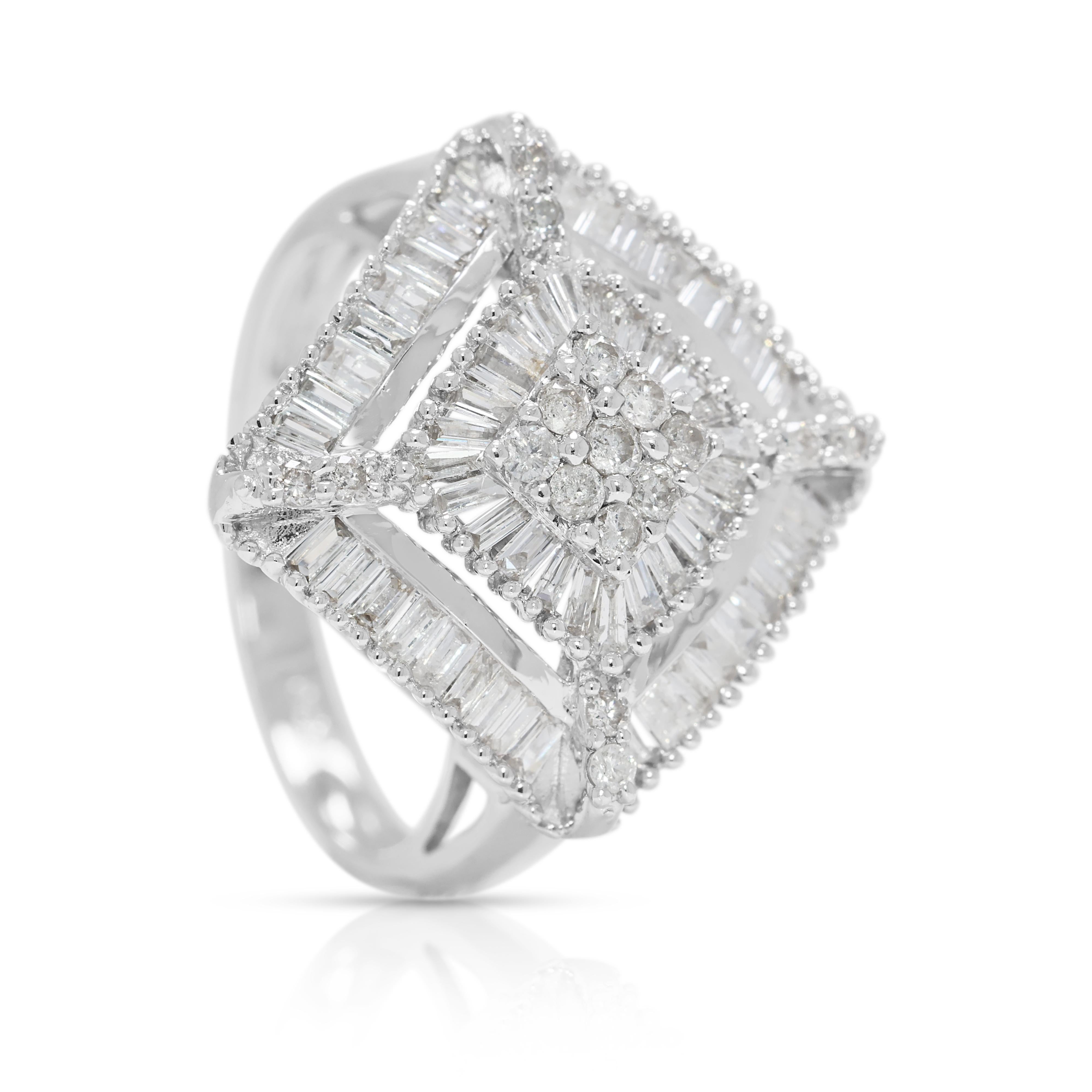 Donna Anello Whiting con diamante naturale da 0,64 carati in oro bianco 18 carati in vendita