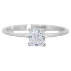 Sparkling 0.7 Carat Cushion Modified Brilliant Diamond Ring