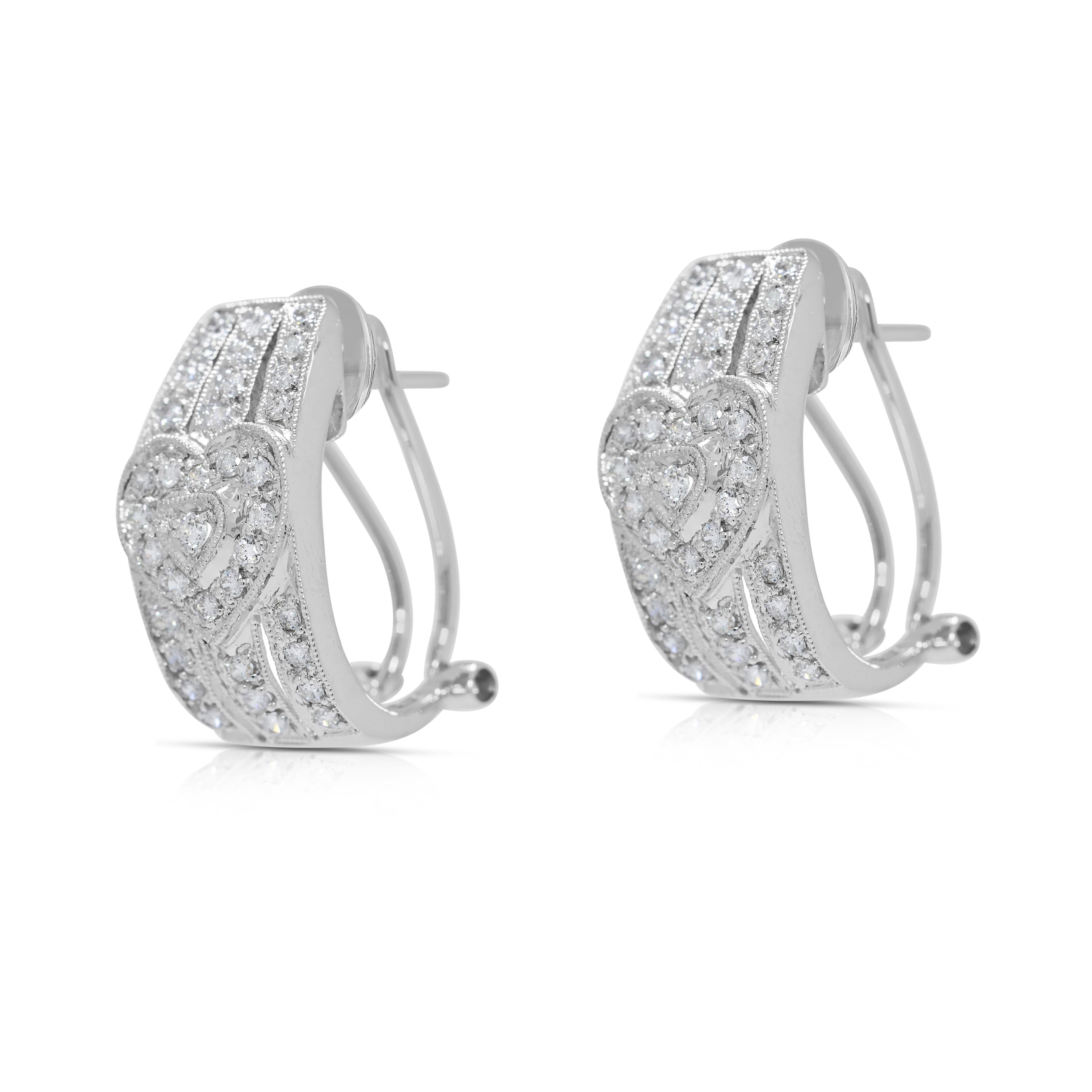 Women's Sparkling 0.72ct Natural Diamond 18K White Gold Latch Back Earrings For Sale