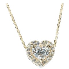 Collier étincelant en or jaune 18 carats avec diamants taille cœur brillants de 0,74 carat