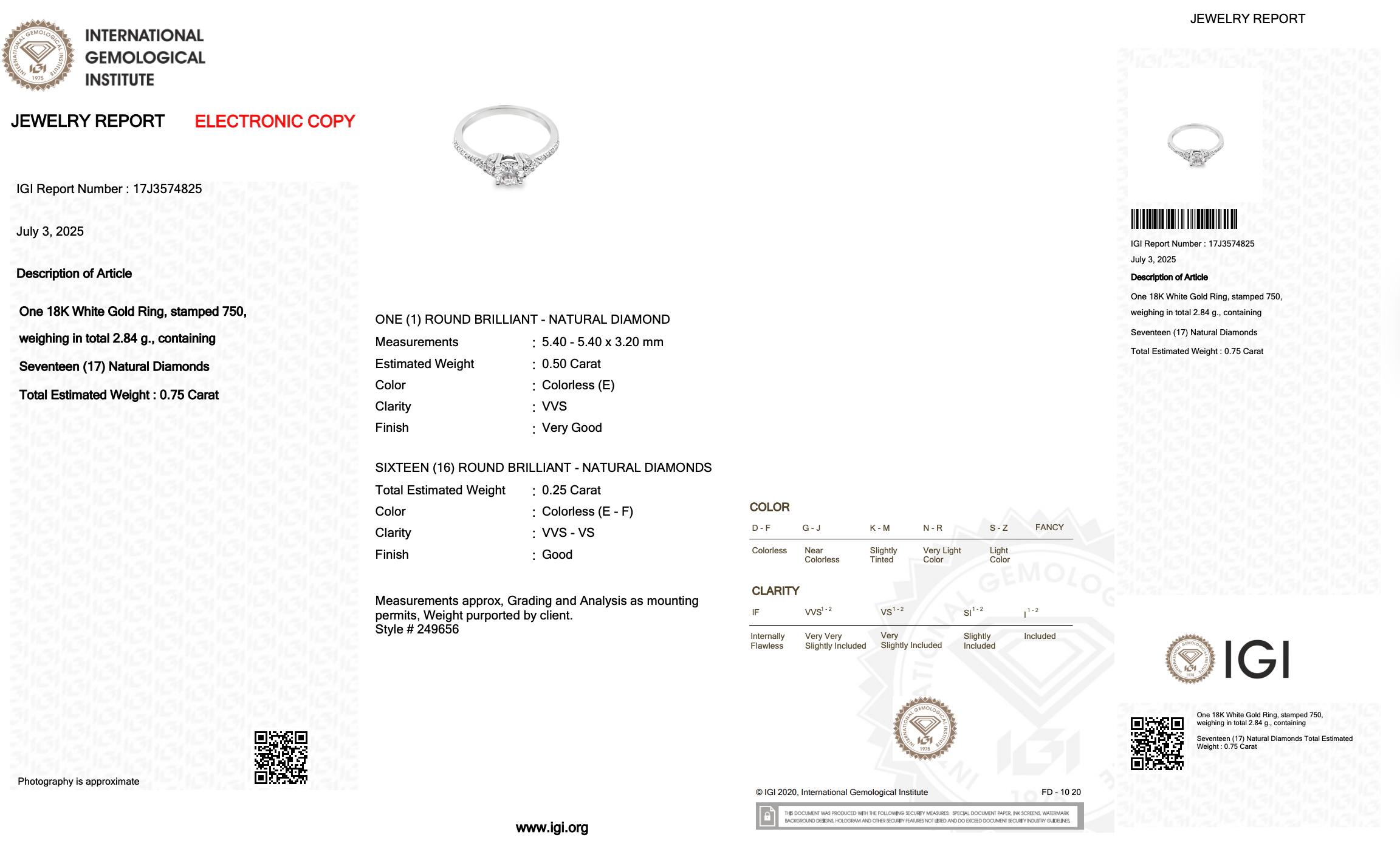 Bague pavée de 0,75ct de diamants en or blanc 18k - Certifiée IGI Pour femmes en vente