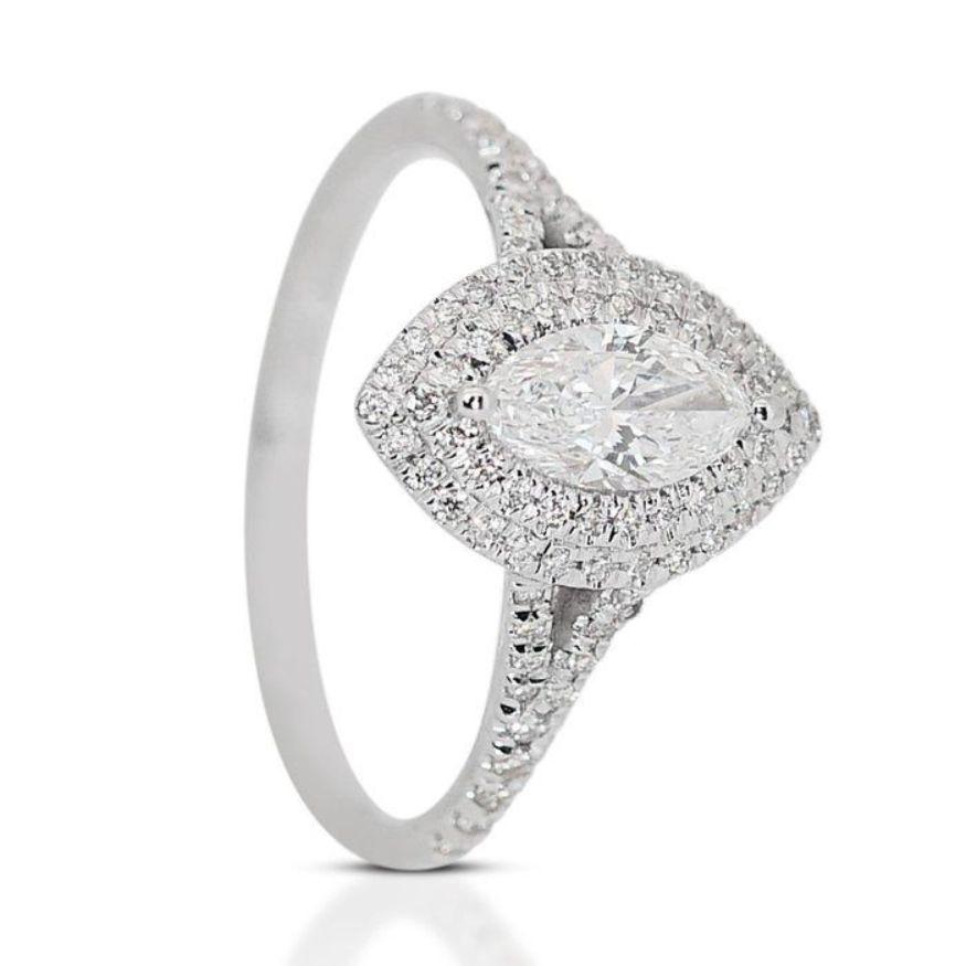 Marquise Cut Sparkling 0.75ct Marquise Diamond Ring set in 18K White Gold For Sale