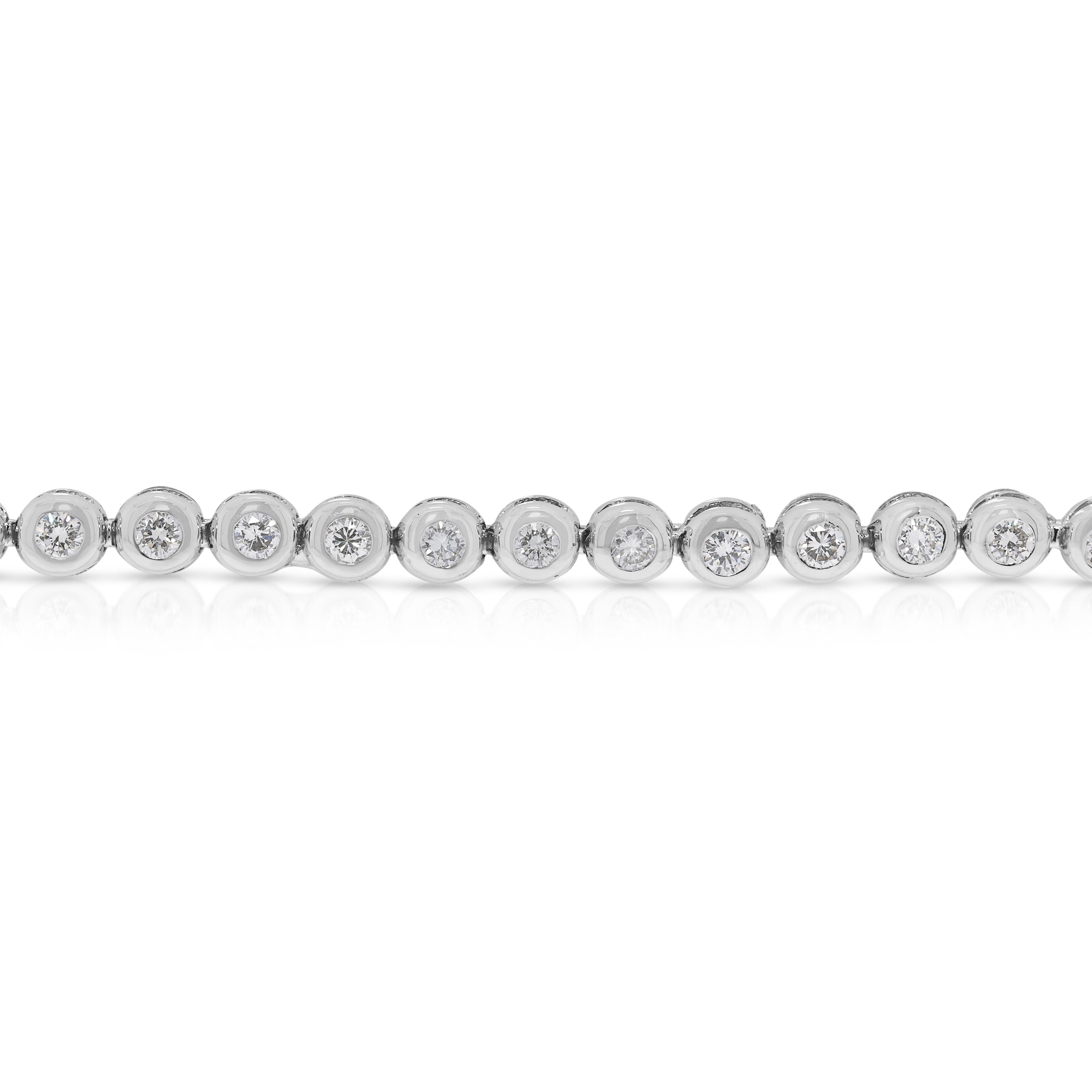 Bracelet tennis en or blanc 18 carats avec diamant naturel de 0,82 ct. Pour femmes en vente