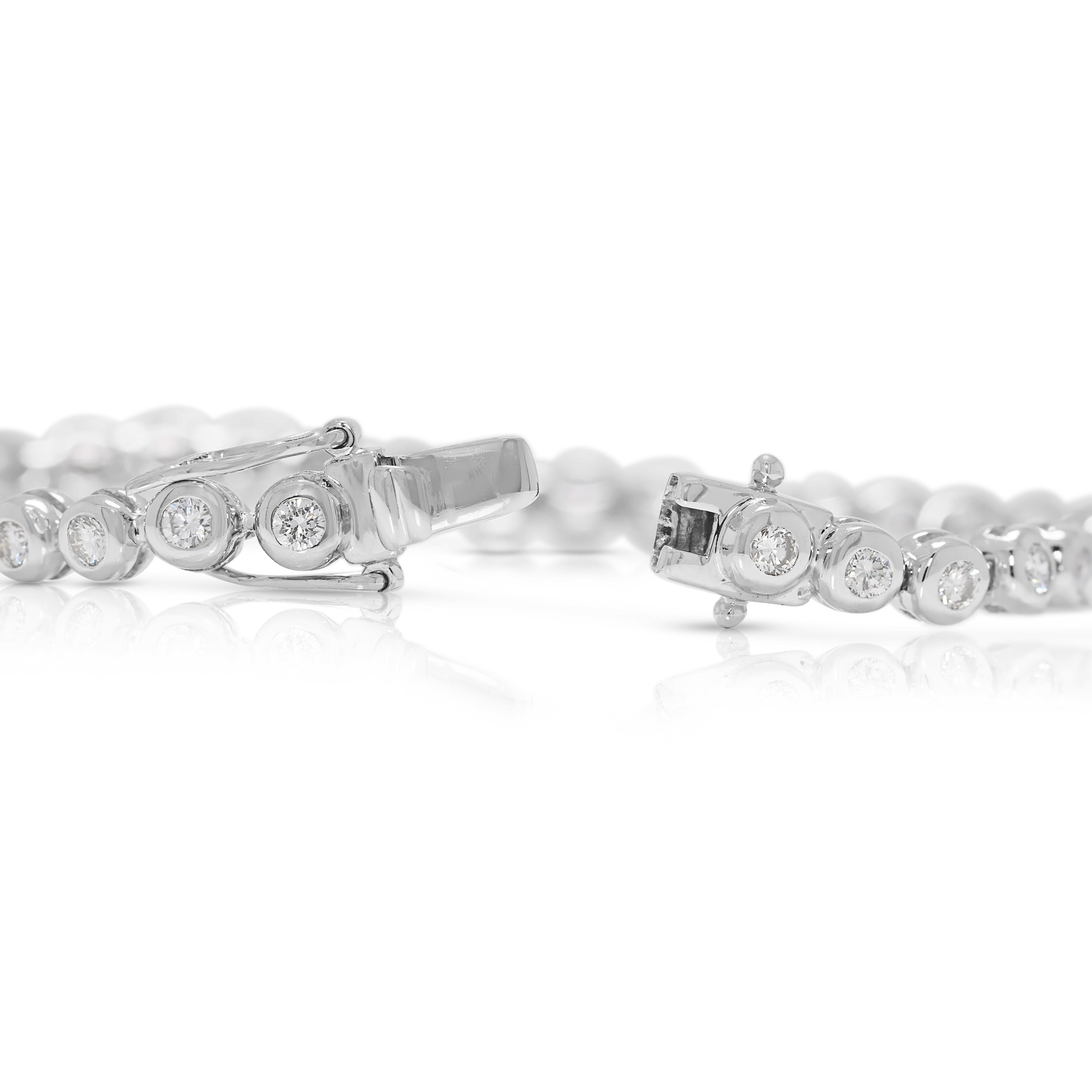Bracelet tennis en or blanc 18 carats avec diamant naturel de 0,82 ct. en vente 2