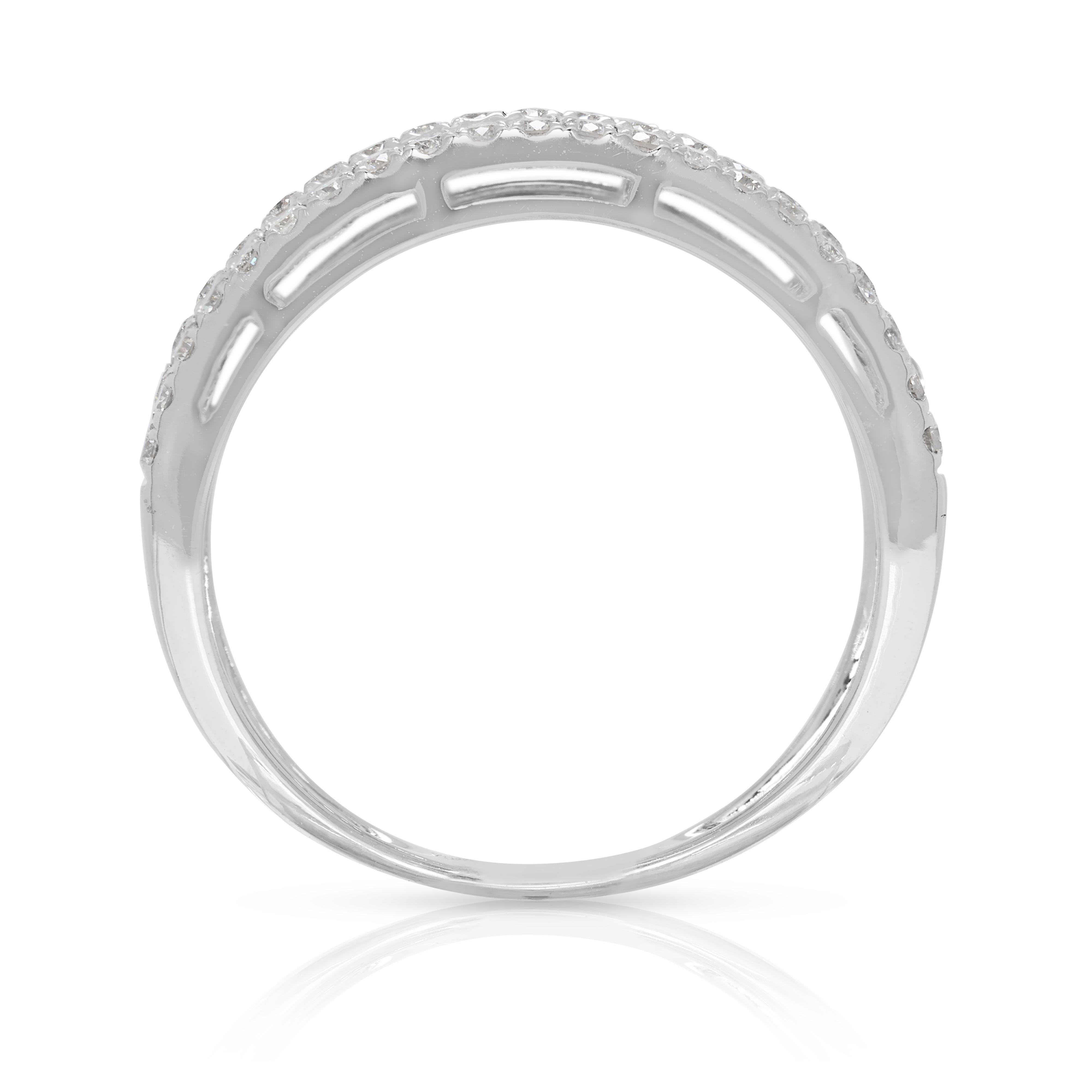 Funkelndes 0,84ct Naturdiamant-Multi-Row-Band aus 18K Weißgold im Angebot 2