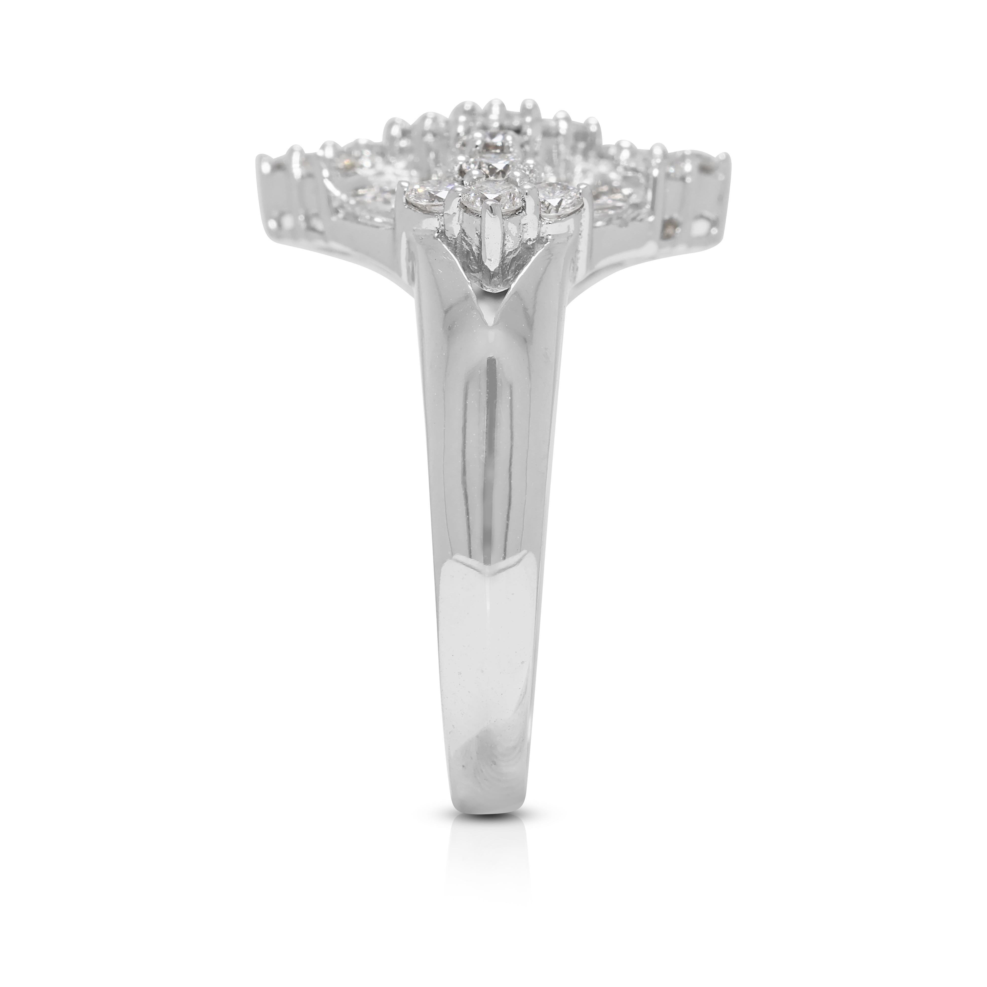 Statement-Ring aus 18 Karat Weißgold mit funkelndem 0,86 Karat natürlichem Diamant Damen im Angebot