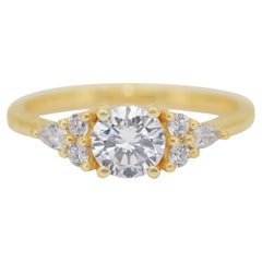Sparkling 0.87ct Diamonds Pave Ring in 18k Yellow Gold - IGI Certified