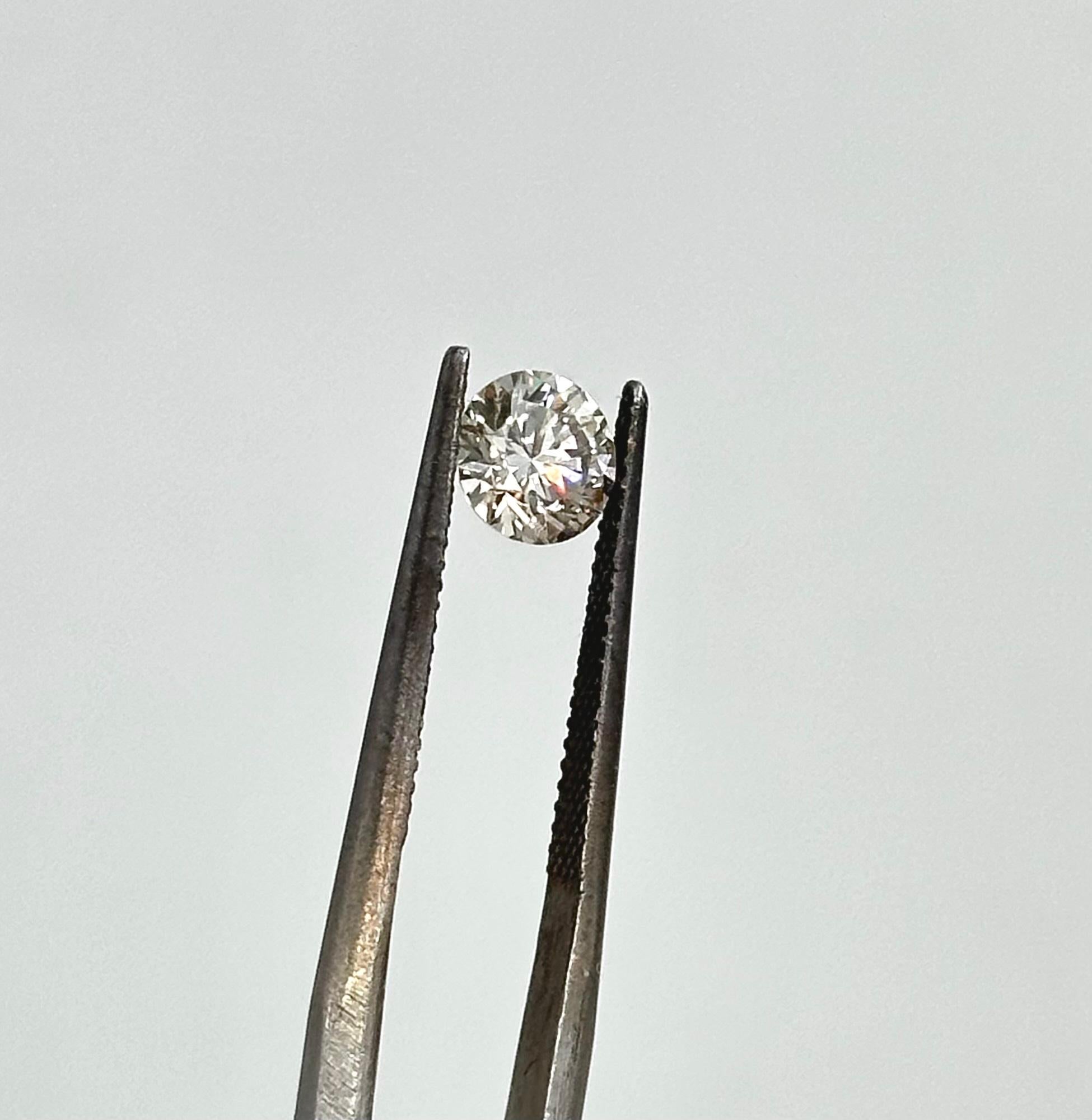 Women's or Men's Sparkling 1 pc Natural Diamond 1.11 ct Round J VS Certified For Sale